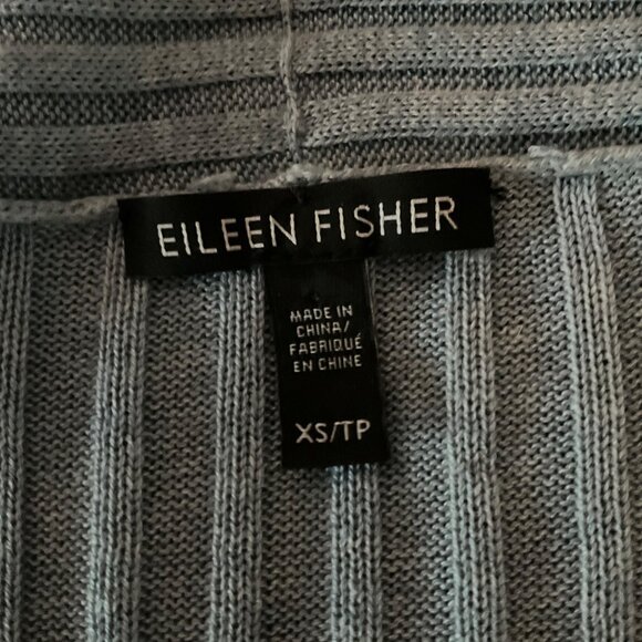 Eileen Fisher Womens XS Blue Ribbed Open Cardigan - Tencel & Organic Cotton silk - Picture 3 of 7